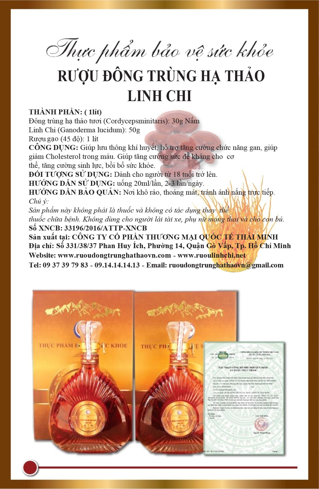 Rượu Đông Trùng Hạ Thảo Linh Chi 